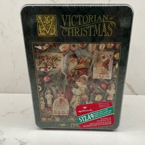 Vintage Sealed Hallmark Victorian Christmas Puzzle in Tin Festive Santa Scene